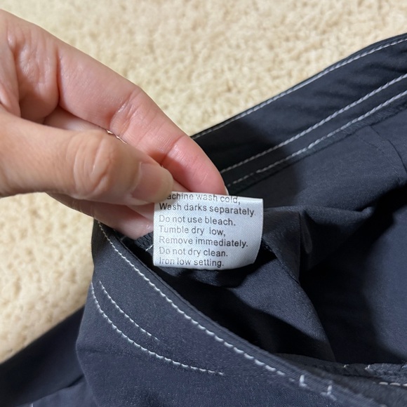 Lucy Y2K Black Drawstring Wide Leg Pants White Stitching Size XSmall XS - Picture 12 of 13